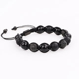 10mm Pave Ball Natural Stone Macrame Bracelet