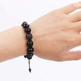 10mm Pave Ball Natural Stone Macrame Bracelet