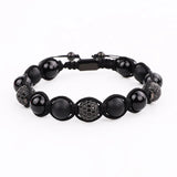 10mm Pave Ball Natural Stone Macrame Bracelet