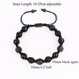 10mm Pave Ball Natural Stone Macrame Bracelet