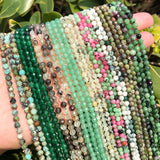 Micro Faceted Stone Beads Green Jades Turquoises Unakite 2 3 4mm for Jewelry