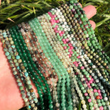 Micro Faceted Stone Beads Green Jades Turquoises Unakite 2 3 4mm for Jewelry