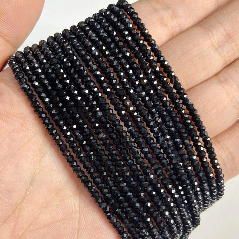 Micro Faceted Gem Rondelle Beads Natural Agates Tourmaline Quartz Stone Beads