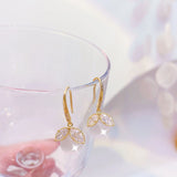 Micro Inlaid Zircon Fish Tail Earrings 14k Plated