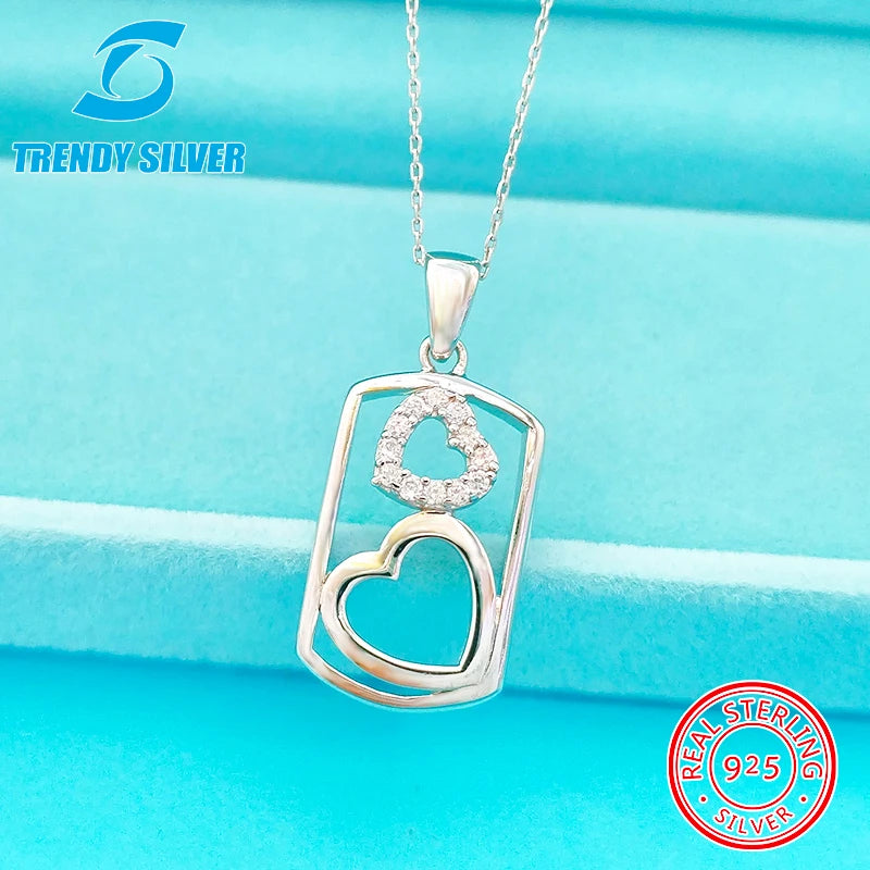Zircon 925 Silver Pendant Necklace Ethnic Collarbone Jewelry