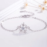 Micro Inlaid Zircon Snowflake Student Hipster Sweet Silver Bracelet