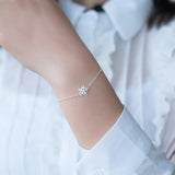 Micro Inlaid Zircon Snowflake Student Hipster Sweet Silver Bracelet