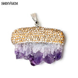 Micro Inlay Zircon Natural Amethysts Pendant DIY Jewelry Making