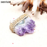 Micro Inlay Zircon Natural Amethysts Pendant DIY Jewelry Making