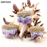 Micro Inlay Zircon Natural Amethysts Pendant DIY Jewelry Making