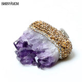 Micro Inlay Zircon Natural Amethysts Pendant DIY Jewelry Making