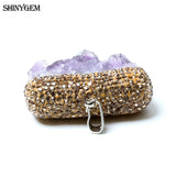 Micro Inlay Zircon Natural Amethysts Pendant DIY Jewelry Making