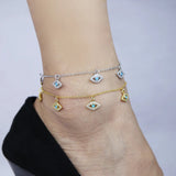 Turquoise Evil Eye Charm Link Chain Anklet for Women
