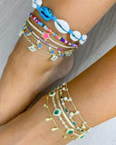 Turquoise Evil Eye Charm Link Chain Anklet for Women