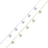 Turquoise Evil Eye Charm Link Chain Anklet for Women