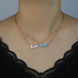 Micro Pave CZ Enamel Arabic Love Charm Necklace Jewelry