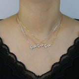 Micro Pave CZ Enamel Arabic Love Charm Necklace Jewelry