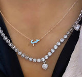 Micro Pave CZ Enamel Arabic Love Charm Necklace Jewelry