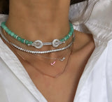 Micro Pave CZ Enamel Arabic Love Charm Necklace Jewelry