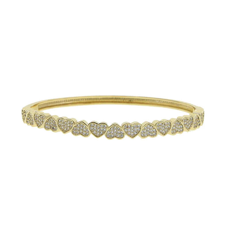 Heart Bangle Bracelet with 5A Cz Stones