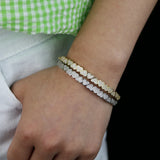Heart Bangle Bracelet with 5A Cz Stones
