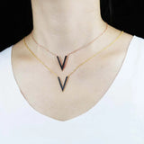 Micro Pave Cz V Charm Necklace 925 Silver Choker Chain