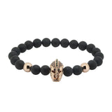 Micro Pave CZ Roman Warrior Helmet Bracelet Matte Stone Bead Bracelet Men