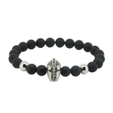 Micro Pave CZ Roman Warrior Helmet Bracelet Matte Stone Bead Bracelet Men