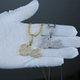 Micro Pave CZ Hip Hop Hustle Pendant Necklace For Men
