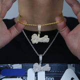 Micro Pave CZ Hip Hop Hustle Pendant Necklace For Men