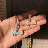 Micro Pave CZ Hip Hop Hustle Pendant Necklace For Men