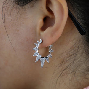 Micro Pave CZ Spike Circle Hoop Earring