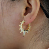 Micro Pave CZ Spike Circle Hoop Earring