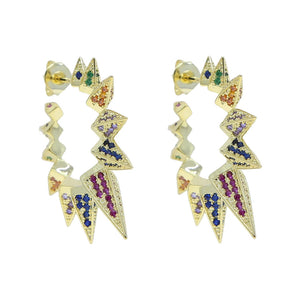 Micro Pave CZ Spike Circle Hoop Earring