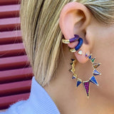 Micro Pave CZ Spike Circle Hoop Earring
