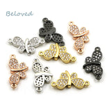 Micro Pave CZ Zirconia Pendant, Butterfly Charms, Metal Jewelry Making