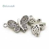 Micro Pave CZ Zirconia Pendant, Butterfly Charms, Metal Jewelry Making