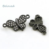 Micro Pave CZ Zirconia Pendant, Butterfly Charms, Metal Jewelry Making