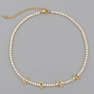 CZ Tennis Chain Love Necklaces Crystal Chokers Women Jewelry