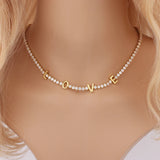 CZ Tennis Chain Love Necklaces Crystal Chokers Women Jewelry