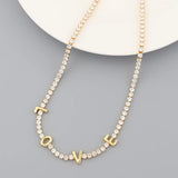 CZ Tennis Chain Love Necklaces Crystal Chokers Women Jewelry
