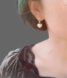 Micro Pave Heart Drop Earrings for Women Female Rose Silvery Sweet Earrings