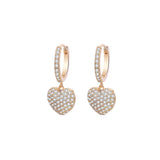 Micro Pave Heart Drop Earrings for Women Female Rose Silvery Sweet Earrings