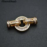 Micro Pave Square CZ Round Shape Charm Clasps Jewelry Components