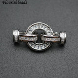 Micro Pave Square CZ Round Shape Charm Clasps Jewelry Components