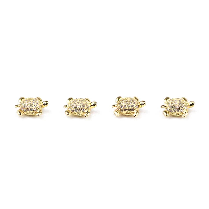Micro Pave Zircon Tortois Beads Charms Copper Spacer Loose Beads 4pcs/lot