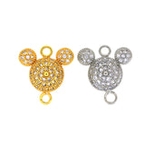 Micro Pave Zircon Silver Plated Mouse Charm Pendants for Bracelet Making