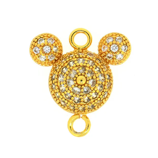 Micro Pave Zircon Silver Plated Mouse Charm Pendants for Bracelet Making