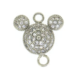 Micro Pave Zircon Silver Plated Mouse Charm Pendants for Bracelet Making