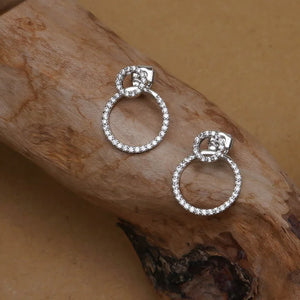 Micro Pave Zircon Front And Back Circle Stud Earrings For Women Jewelry